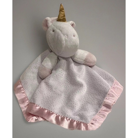 Cloud Island Unicorn Plush Lovey Security Blanket w/Gold Fleck Satin Back 14" - Picture 2 of 10
